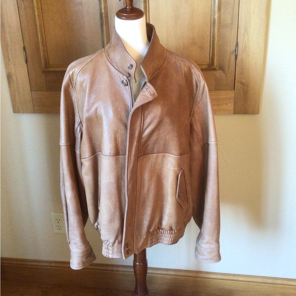 Men's Brown Bomber Leather Jacket - Picture 1 of 14